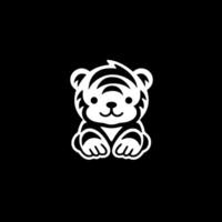 tigre bebê - Preto e branco isolado ícone - ilustração vetor