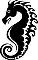 cavalo marinho - Preto e branco isolado ícone - ilustração vetor