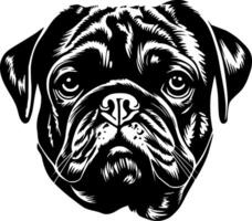 pug, Preto e branco ilustração vetor