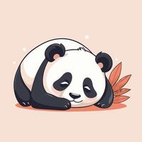 preguiçoso panda desenho animado dormindo deitado em a chão vetor