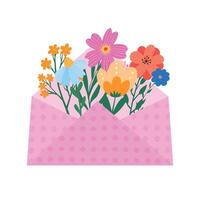 fofa mão desenhado flores, Primavera flores silvestres dentro envelope para feriado cumprimento cartões, aniversário convites, mãe dia cartazes, impressões, adesivos, etc. eps 10 vetor