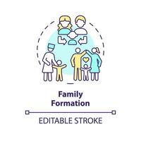 família formação multi cor conceito ícone. adoção beneficiar. criança proteção. amoroso e solidário família. volta forma linha ilustração. abstrato ideia. gráfico Projeto. fácil para usar vetor