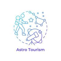 astro turismo azul gradiente conceito ícone. noite céu exploração. observação de estrelas. nicho viagem. Ciência turismo. volta forma linha ilustração. abstrato ideia. gráfico Projeto. fácil para usar dentro blog postar vetor