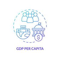 gdp por capita azul gradiente conceito ícone. socio-econômico indicador. Individual Forma de pagamento base. volta forma linha ilustração. abstrato ideia. gráfico Projeto. fácil para usar dentro folheto, livreto vetor