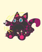 monstro gato ilustração Projeto para Sukajan é significar Japão tradicional pano ou camiseta com digital mão desenhado bordado homens Camisetas verão casual curto manga quadril pulo t camisa streetwear vetor
