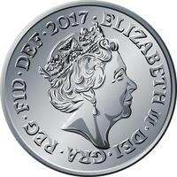 britânico dinheiro prata moeda 5 centavos vetor