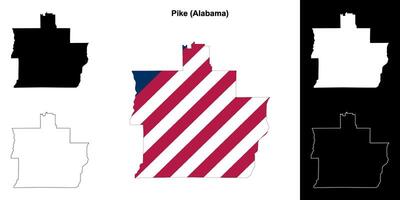 pique condado, Alabama esboço mapa conjunto vetor