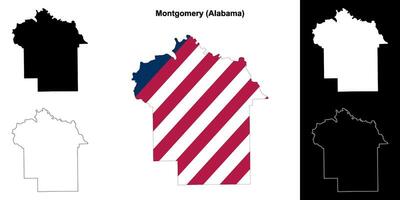 Montgomery condado, Alabama esboço mapa conjunto vetor