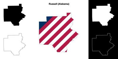 russell condado, Alabama esboço mapa conjunto vetor