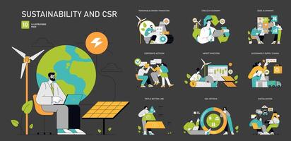 sustentabilidade e csr ilustração vetor