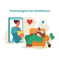cuidados de saúde tecnologia Apoio, suporte conceito. ilustração vetor