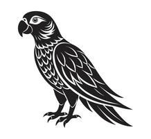 uma silhueta papagaio Preto e branco logotipo grampo arte vetor