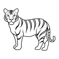 linha arte ilustração do uma tigre dentro Preto e branco vetor