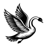 uma silhueta vôo pássaro cisne Preto e branco logotipo grampo arte vetor