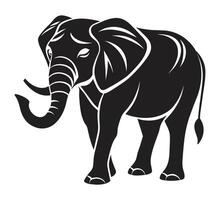 uma silhueta elefante Preto e branco logotipo grampo arte vetor