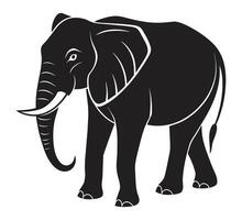 uma silhueta elefante Preto e branco logotipo grampo arte vetor