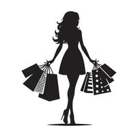 compras menina silhueta ilustração vetor