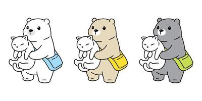 Urso polar Urso gato gatinho ícone logotipo Urso de pelúcia desenho animado personagem animal símbolo rabisco ilustração Projeto vetor