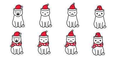 gato Natal santa claus chapéu ícone cachecol polca ponto chita gatinho logotipo símbolo personagem desenho animado ilustração Projeto vetor