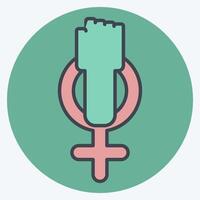 ícone feminismo. relacionado para mulher dia símbolo. cor companheiro estilo. simples Projeto ilustração vetor