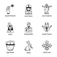 agrupar do 16 católico linear ícones vetor