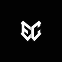 Monograma do logotipo da ec com modelo de design de forma de escudo vetor