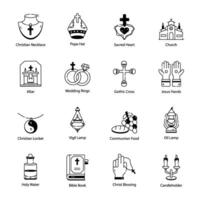 moderno coleção do cristandade linear ícones vetor