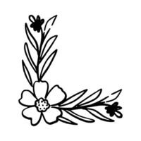 rabisco floral decorativo fronteira, quadro, Armação e canto com plantar flor vetor