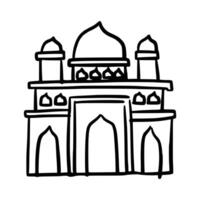 desenhado à mão mesquita. muçulmano construção para islamismo vetor