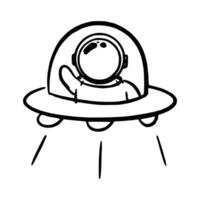 rabisco astronauta dentro UFO vetor