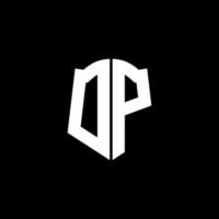 Fita de logotipo de letra de monograma dp com estilo de escudo isolado em fundo preto vetor