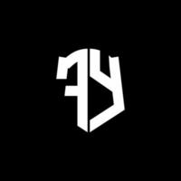 Fita do logotipo da letra do monograma fy com estilo de escudo isolado no fundo preto vetor