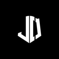 Fita do logotipo da letra do monograma jo com estilo de escudo isolado no fundo preto vetor