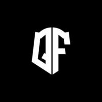 Fita de logotipo de letra de monograma qf com estilo de escudo isolado em fundo preto vetor