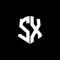 Fita de logotipo de carta de monograma sx com estilo de escudo isolado em fundo preto vetor