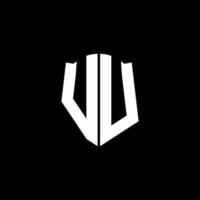 Fita de logotipo de carta de monograma vu com estilo de escudo isolado em fundo preto vetor