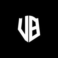 Fita de logotipo de carta de monograma vb com estilo de escudo isolado em fundo preto vetor