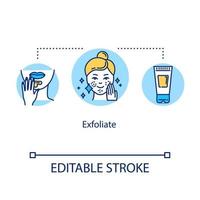 esfoliar o ícone do conceito. procedimento facial. produto hidratante. dermatologia e higiene. ilustração de linha fina de ideia para cuidados com a pele. desenho de cor rgb de contorno isolado de vetor. curso editável vetor