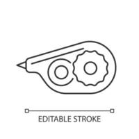 ícone linear de fita de correção. ferramenta para documentos manuscritos. corrija os erros com o líquido branco. ilustração personalizável de linha fina. símbolo de contorno. desenho de contorno isolado do vetor. curso editável vetor