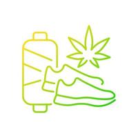 ícone de vetor linear gradiente de sapatos cannabis. fabricação de calçados sustentáveis. tênis vegan weed. sapatos de cânhamo. símbolo de cor de linha fina. pictograma de estilo moderno. desenho de contorno isolado de vetor