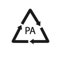 símbolo de reciclagem de plástico pa poliamida, ilustração vetorial vetor