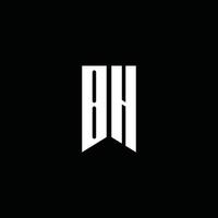 Monograma do logotipo da bh com o estilo do emblema isolado em fundo preto vetor
