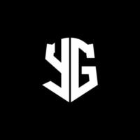 Fita de logotipo de letra de monograma yg com estilo de escudo isolado em fundo preto vetor
