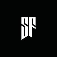 Monograma de logotipo sf com estilo de emblema isolado em fundo preto vetor
