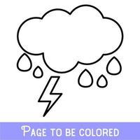 chuva engraçada para ser colorida, o livro de colorir para crianças pré-escolares com nível de jogo educacional fácil, médio. vetor