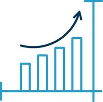 Barra gráfico linha azul dois cor ícone vetor