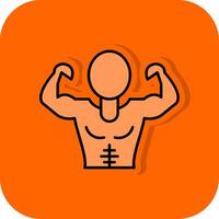 músculo homem preenchidas laranja fundo ícone vetor