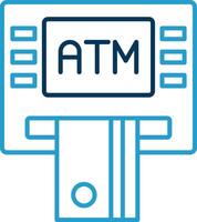 atm máquina linha azul dois cor ícone vetor