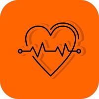 coração taxa preenchidas laranja fundo ícone vetor