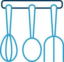 cozinha utensílios linha azul dois cor ícone vetor